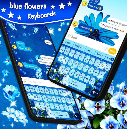 Blue Flowers Keyboard 🌼 Flower Theme Keyboards screenshot 1