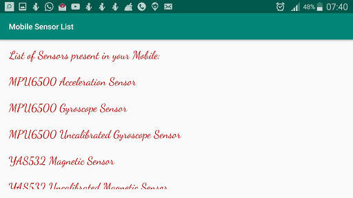 Mobile Sensors screenshot 2