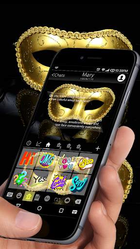 Gold Masquerade Emoji Keyboard screenshot 3