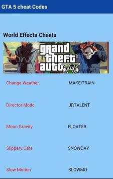 GTA 5 cheat Codes PC 4 تصوير الشاشة