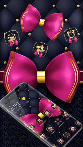 Black Leather Pink Bowknot Theme 5 تصوير الشاشة