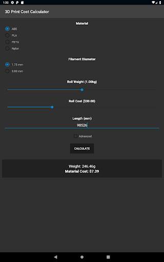 3D Print Material Cost Calculator screenshot 5