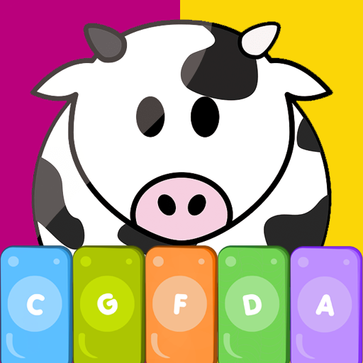 Infant piano with farm animals icon