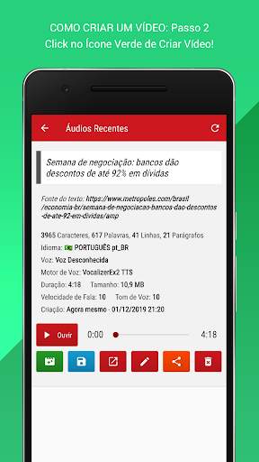 Narrador de Voz     (crie vídeos com texto lidos) screenshot 2