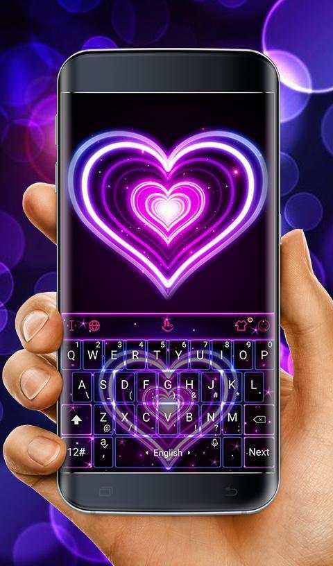 Sparkling Purple Heart Keyboard Theme screenshot 1