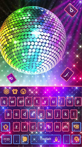 Sparkling Neon Disco Keyboard स्क्रीनशॉट 1