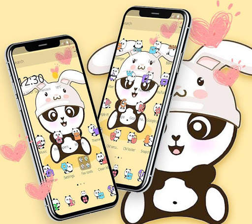 Yellow Cute Panda Bunny Theme screenshot 4