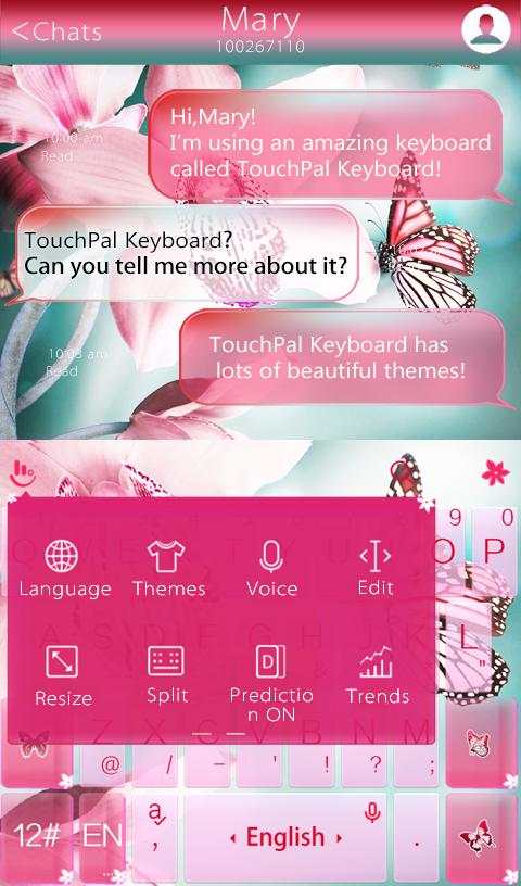 Pink Butterfly Keyboard Theme screenshot 3