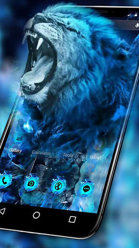 Blue Flaming Wild Lion APUS Launcher Theme screenshot 3