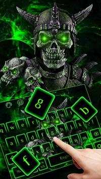 Neon Green Soldier Skull Keyboard Theme screenshot 2