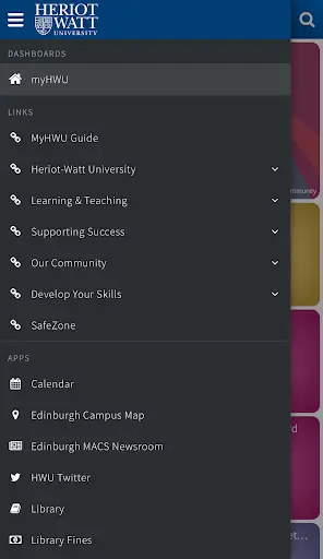 myHWU screenshot 2