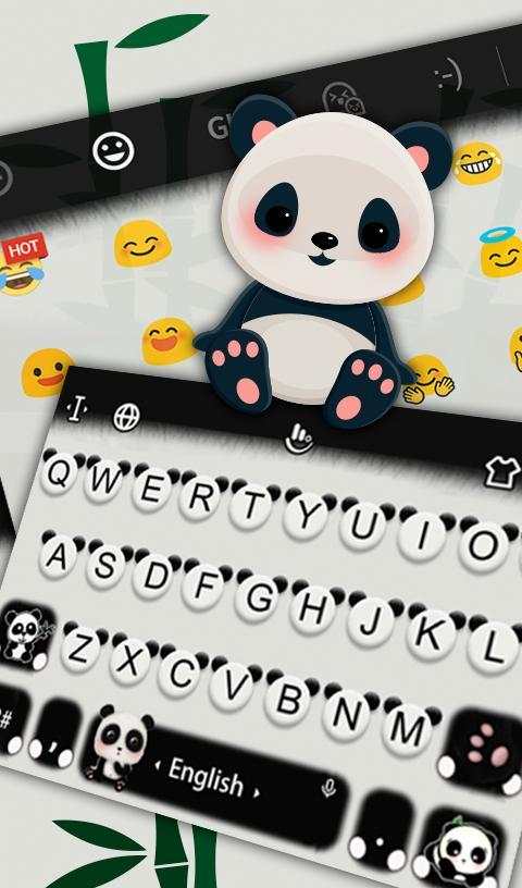 Black White Lovely Cute Panda Keyboard Theme screenshot 3