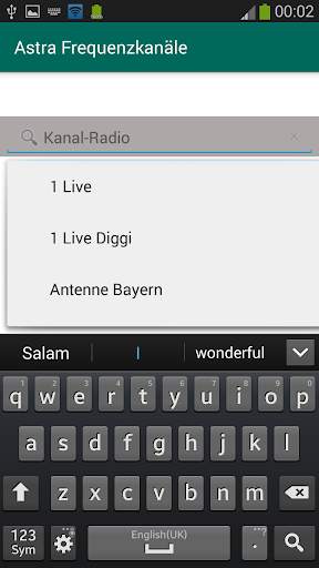 Frequenzen der Kanäle ASTRA screenshot 6