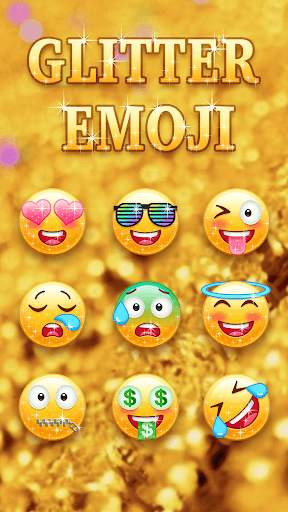 Kiwi Keyboard Glitter Golden emoji screenshot 3