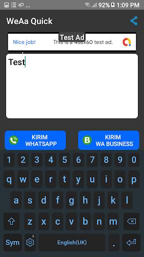 WeAa Quick-Kirim Pesan WhatsApp Tanpa Simpan Nomor screenshot 4