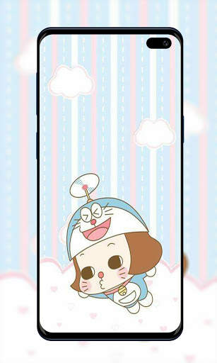 Kawaii Blue Cat Robot Wallpaper screenshot 2