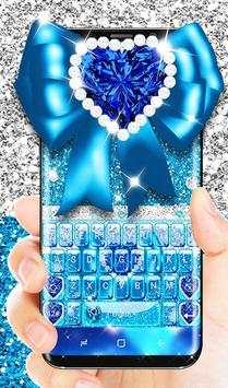 Blue Glitter Bow Keyboard Theme 1 تصوير الشاشة