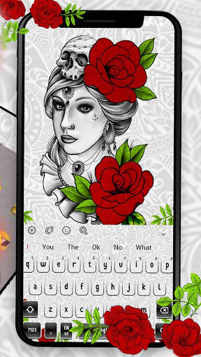 Tattoo Rose Keyboard Theme screenshot 3