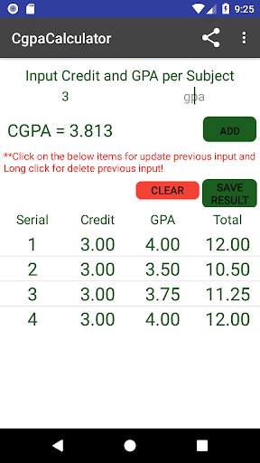 CGPA CALCULATOR screenshot 2