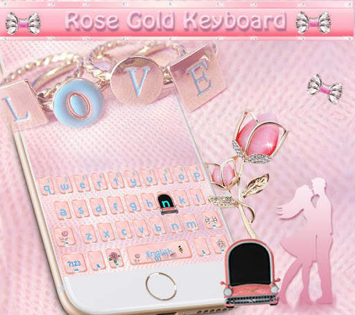 Rose Gold Love Keyboard Theme - diamond rose स्क्रीनशॉट 2