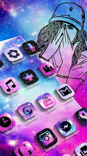 Galaxy, Sad, Girl Themes & Wallpapers screenshot 1