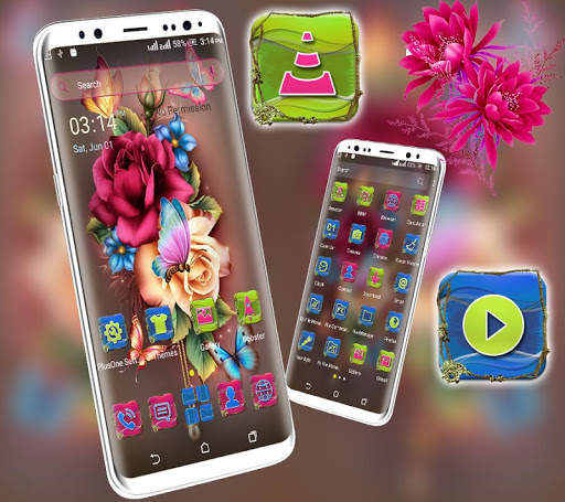 Rose Butterfly Launcher Theme screenshot 2