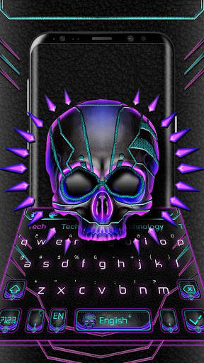 Neon Violet Tech Skull Keyboard screenshot 1