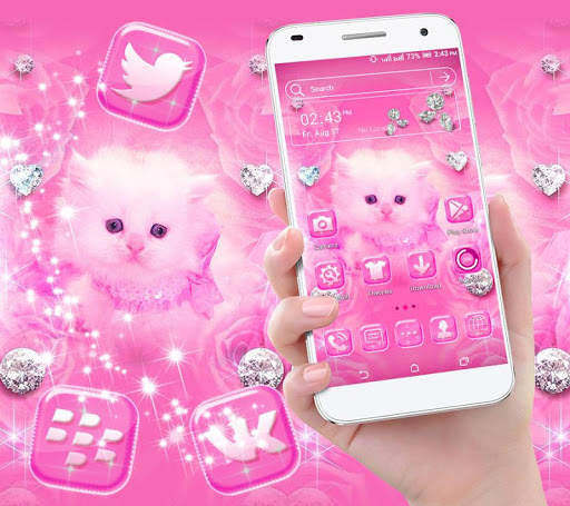 Cute Pink Cat Launcher Theme screenshot 3