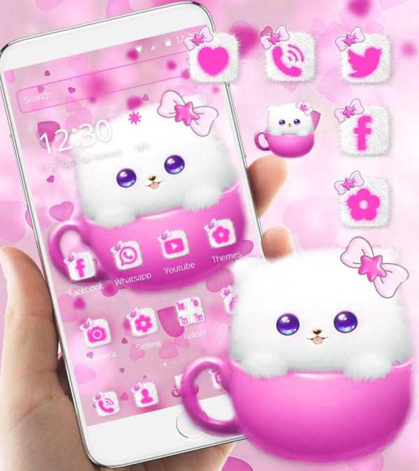 Kitty Theme Cup Cat Wallpaper screenshot 1