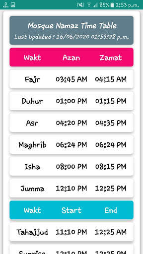 Namaz Time (Namaz Time Table of your local mosque) screenshot 1