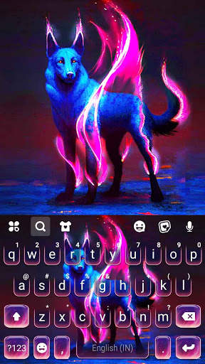 Flaming Neon Wolf Keyboard The screenshot 5