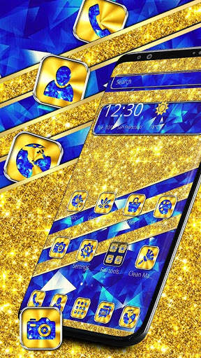 Cobalt & Gold Glitter Launcher Theme screenshot 2