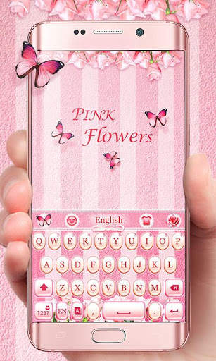 Pink Flowers GO Keyboard Theme स्क्रीनशॉट 1