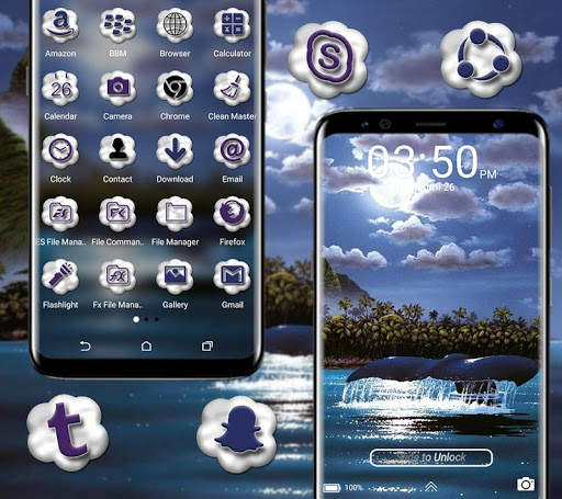 Whale Moon Launcher Theme 4 تصوير الشاشة