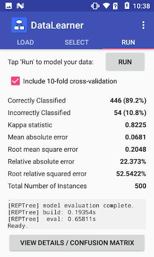 DataLearner - Data Mining Software for Android screenshot 1