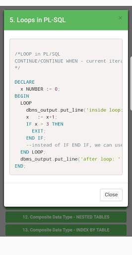 SQL/PL-SQL Tutorials Offline screenshot 6