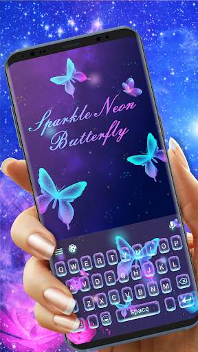 Butterfly Sparkle Neon Keyboard Theme screenshot 1