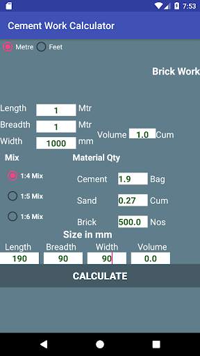 Cement Work Calculator скриншот 4