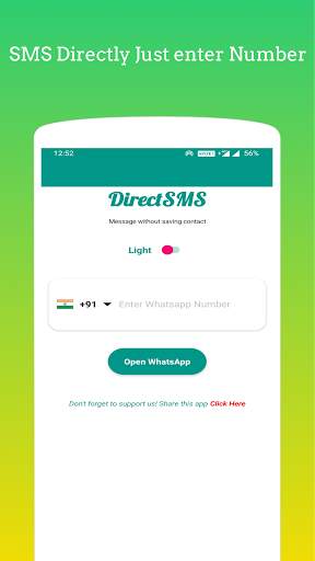 DirectSMS - Send whatsapp message without contact screenshot 1