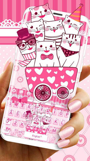 Pink Cute Cats Keyboard screenshot 1