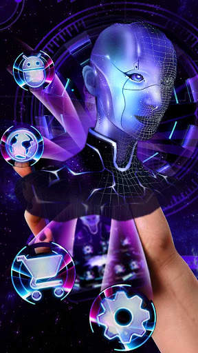Neon Robotic girl 3D Theme screenshot 3