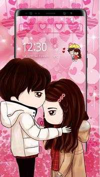 Cute Pink Love Couple Theme screenshot 1