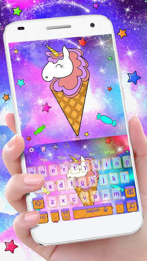 Galaxy Cute Unicorn Ice Cream Keyboard Theme screenshot 1