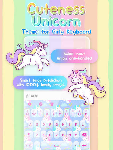 Cuteness Unicorn Keyboard Themes for Girls screenshot 1