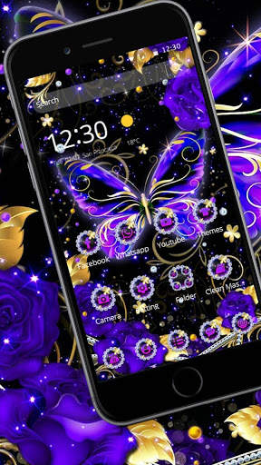 Purple Glitter Diamond Butterfly Theme screenshot 2