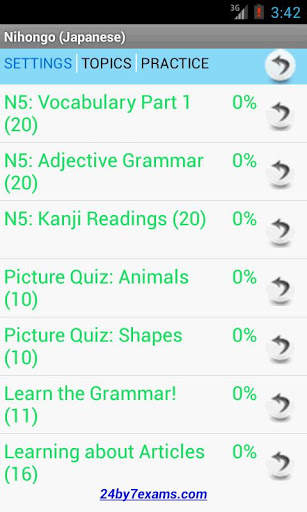 Nihongo Lite by 24by7exams.com screenshot 1