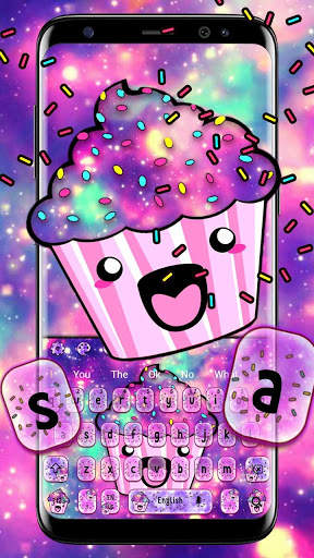 Cute Galaxy Cupcake Keyboard Theme screenshot 1