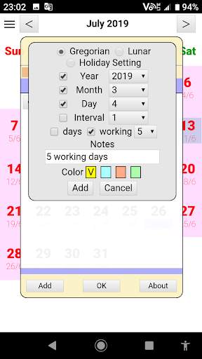 User Calendar screenshot 3