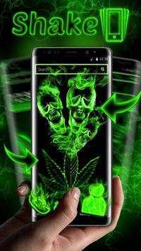 Green Neon Weed Skull Theme screenshot 1