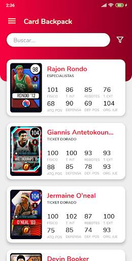 Card Backpack for NBA Live Mobile screenshot 1